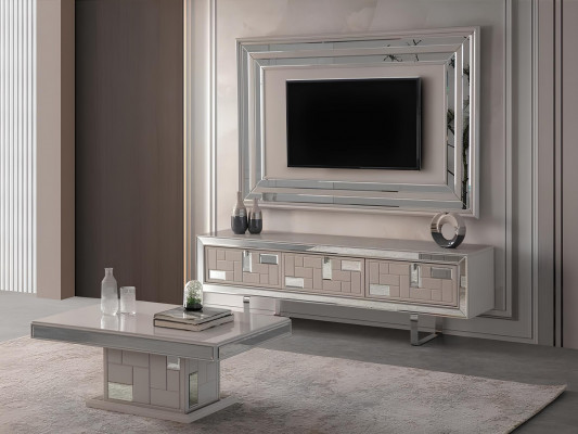 Sideboard TV Stand RTV Lowboard Wall Unit Wood White Furniture Living Room