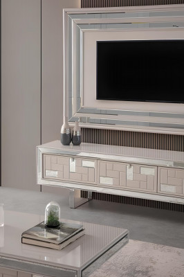 Sideboard TV Stand RTV Lowboard Wall Unit Wood White Furniture Living Room