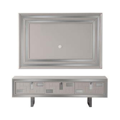 Living room wall unit, sideboard, TV stand, wall panel, white, RTV lowboard, modern