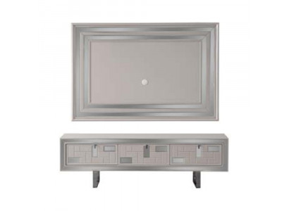Living room wall unit, sideboard, TV stand, wall panel, white, RTV lowboard, modern