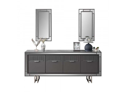 Wooden cupboard sideboard gray cabinet chest of drawers wood dining room