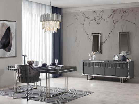Wooden cupboard sideboard gray cabinet chest of drawers wood dining room