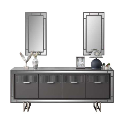 Modern complete dining table 2-piece sideboard dining room table wood grey