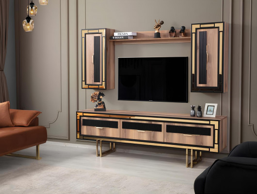 Living room sideboard TV stand RTV lowboard wall unit wood brown furniture