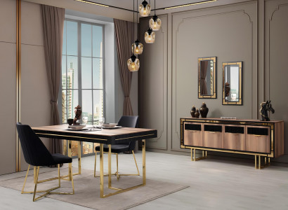 Dining room furniture dining table brown 2-piece sideboard dining room table wood table
