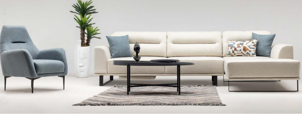 Corner sofa set, L-shaped armchair, fabric sofa, upholstered sofa, beige couch
