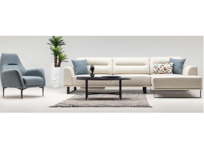 Corner sofa set, L-shaped armchair, fabric sofa, upholstered sofa, beige couch