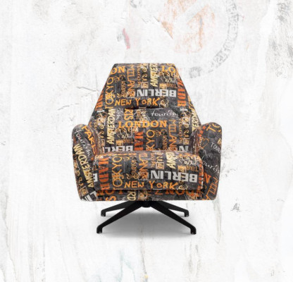 Fabric armchair wing chair beige upholstery living room single-seater seat