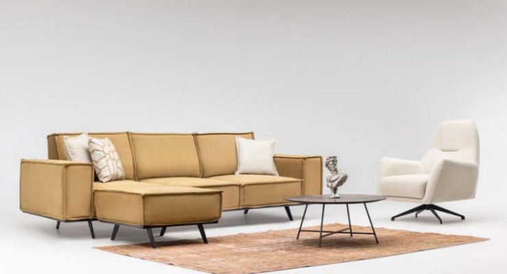 4-seater sofa set armchair stool fabric sofa upholstered sofa brown