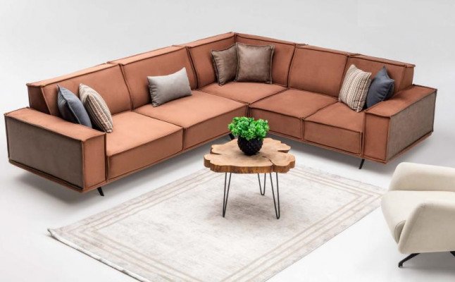 Corner sofa L-shape upholstered sofa fabric sofa couch brown sofa modern fabric