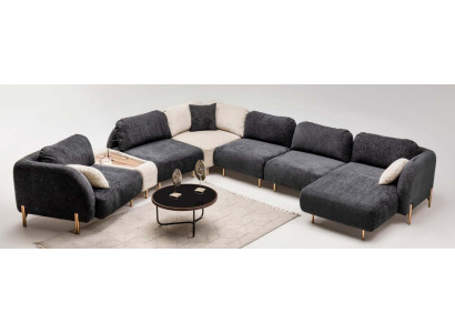 Modular sectional sofa corner sofa U-shaped couch gray ottoman fabric sofa