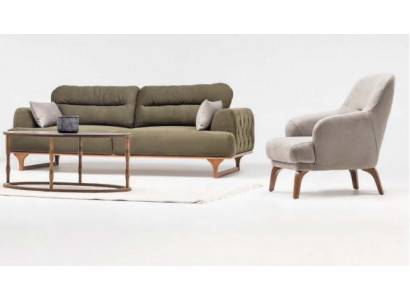 Complete Fabric Sofa Three-Seater Sofa Armchair Couch Upholstered Sofa Set Green