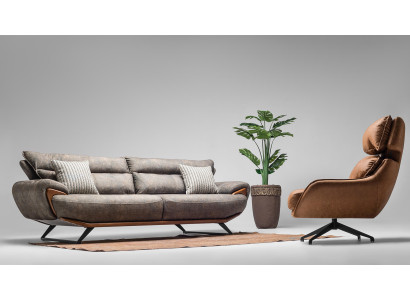 Fabric sofa group three-seater sofa armchair couch upholstered sofa gray set