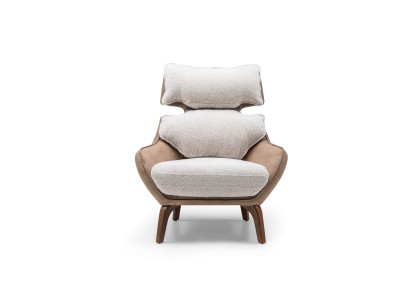 Modern armchair living room wing chair fabric armchair beige upholstery