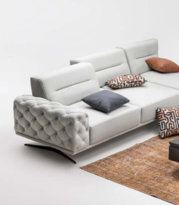Sectional L-shaped upholstered sofa, fabric sofa, couch, gray sofa, modern fabric.