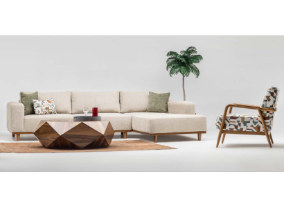 Complete corner sofa L-shape seat upholstered sofa fabric sofa beige sofa couch