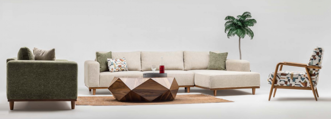 Set corner sofa L shape fabric sofa three-seater couch sofa beige armchair