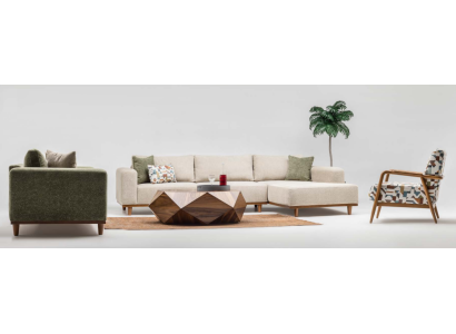 Set corner sofa L shape fabric sofa three-seater couch sofa beige armchair