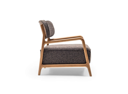 Armchair Wingback Chair Living Room Fabric Chair Gray Upholstered Single Seater Wood