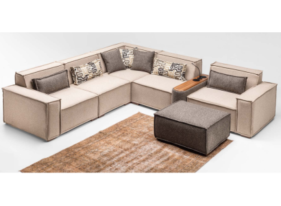 Complete corner sofa L shape ottoman upholstered sofa fabric sofa beige sofa couch