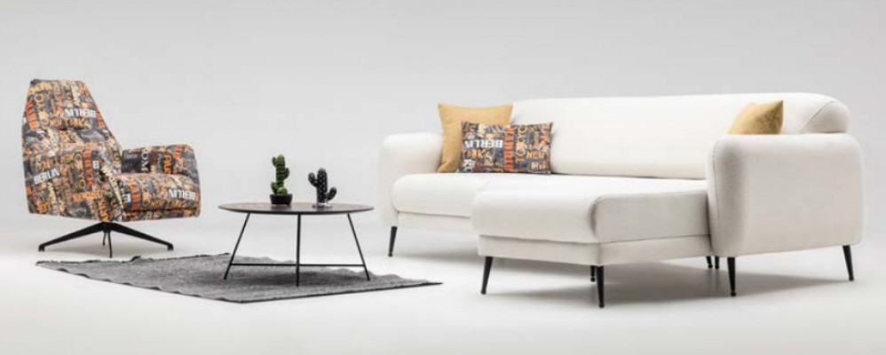 Corner set corner sofa L-shaped fabric sofa couch sofa beige swivel chair set