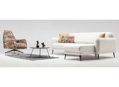Corner set corner sofa L-shaped fabric sofa couch sofa beige swivel chair set