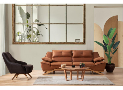 Couch set three-seater armchair fabric sofa upholstered sofa 2-piece sofa brown