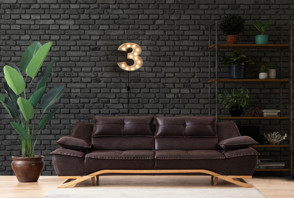Couch Three-Seater Fabric Sofa Design Sofa Three-Seater Upholstered Sofa Black