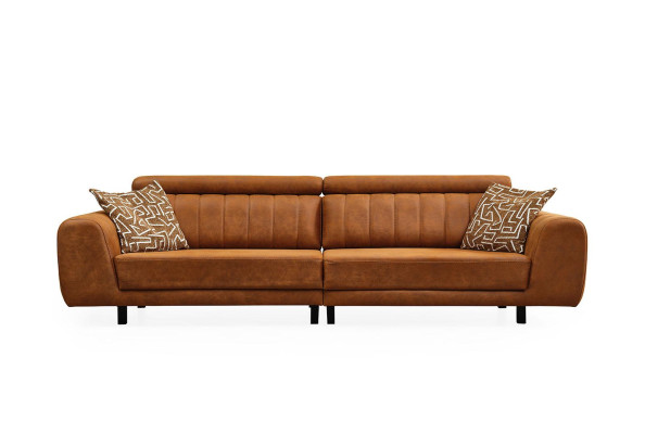 Complete sofa set four-seater armchair sofa brown faux leather sofas
