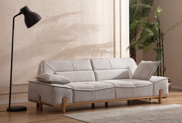 Complete couch set three-seater armchair couch brown fabric sofas 3-piece