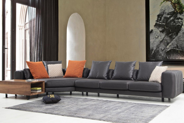 Corner sofa corner suite L-shape upholstery sofa fabric sofa gray sofa table couch