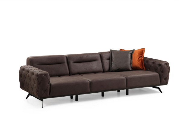 Complete four-seater armchair couch brown upholstered fabric sofa set 2-piece