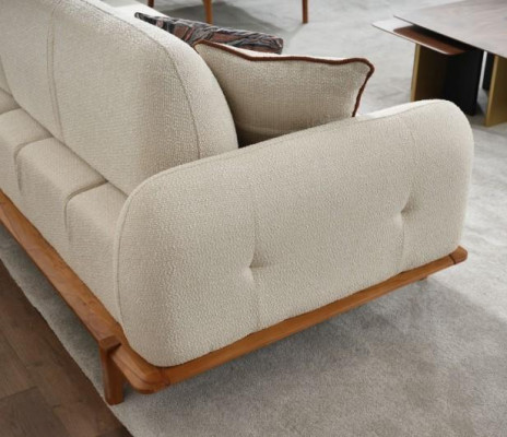 Three-seater sofa set armchair couch brown upholstered sofa fabric sofa 3-piece set