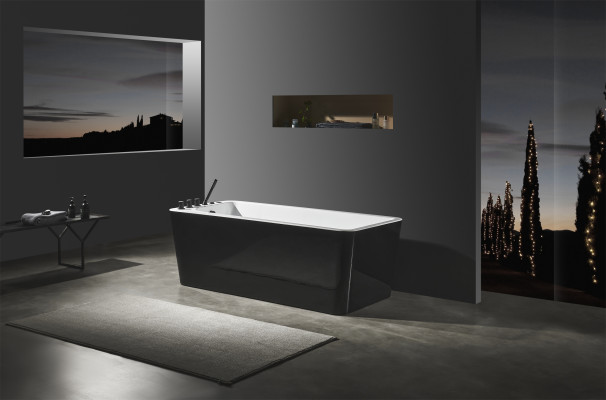 Luxury Bathtub Black White Tub Bathtubs 170x80 with Complete Fittings