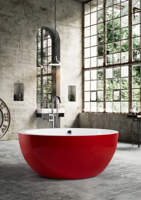 Freestanding bathtub tub standalone bathtub round red modern bath