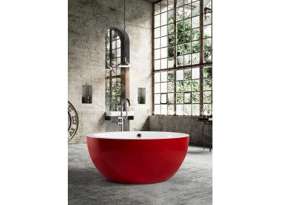Freestanding bathtub tub standalone bathtub round red modern bath