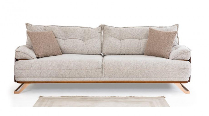 Three-seater sofa 3-seater couch upholstered sofa fabric sofa beige modern