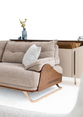 Three-seater sofa 3-seater couch upholstered sofa fabric sofa beige modern
