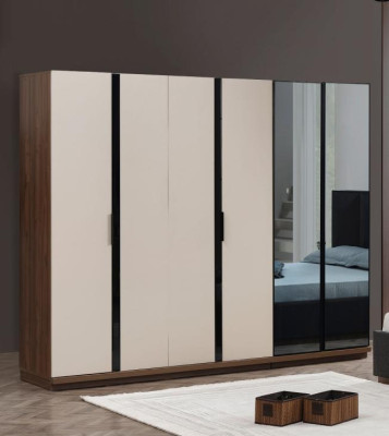 Wardrobe Bedroom Closet Wooden Cabinet Wood Beige Modern Large
