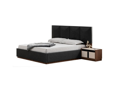 Double bed set bed nightstands gray 3-piece wood bedroom set