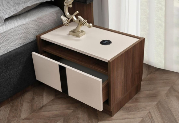 Double bed set bed nightstands gray 3-piece wood bedroom set