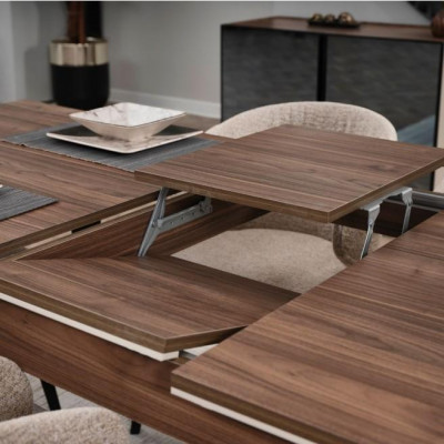 Dining corner dining group dining room dining table chairs sideboard set 8-piece brown