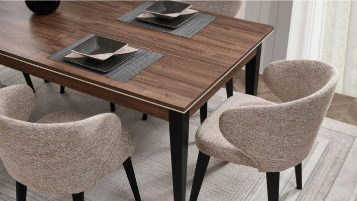 Dining set wood dining nook dining room dining table chairs set 7-piece brown table
