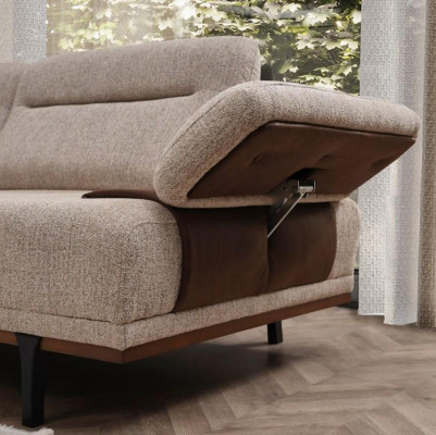 Fabric sofa, three-seater sofa, couch, upholstered sofa, beige, modern.
