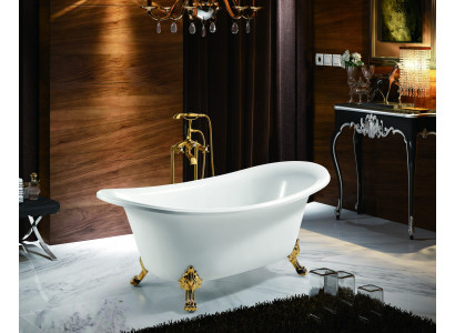 Freestanding bathtub modern gold white oval