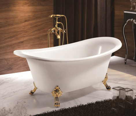 Freestanding bathtub modern gold white oval