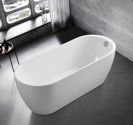 Free-standing acrylic bathtub white contemporary freestanding bathtub