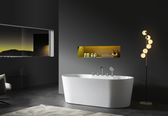 Contemporary tub acrylic bathtub bathroom white freestanding bathtub