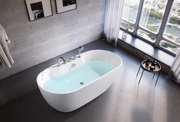 Freestanding oval bathtub bathroom acrylic bathtub tub white