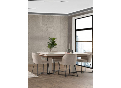 Complete Beige Dining Room Suite Designer Dining Set Wooden Table Chairs